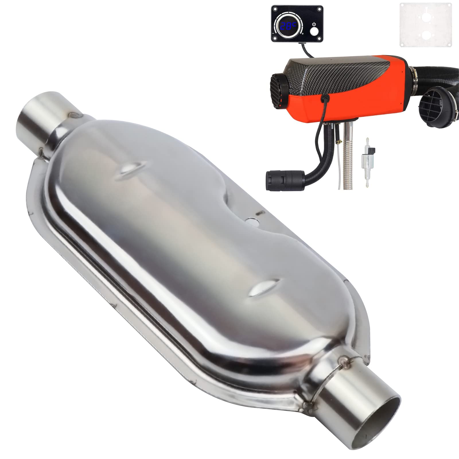 Silenziatore Scarico Per Riscaldatore Parcheggio - Lega Alluminio, Tubo 24mm, Colore Blu