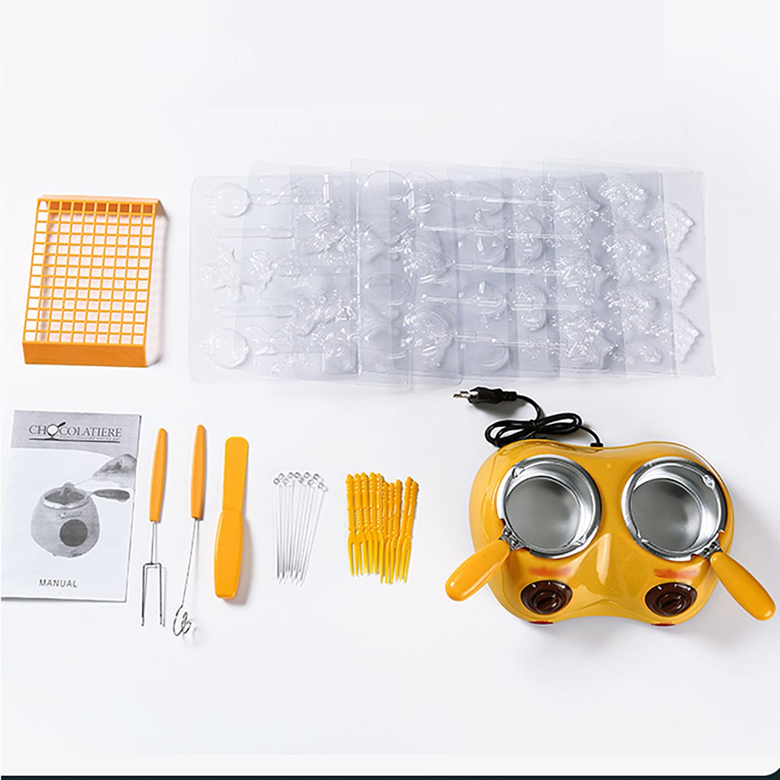 Double Mini Fondue Bonbons, Fondoir Électrique pour Chocolat et Bonbons Fondants, Capacité de 500 G Kit de Fondant au Chocolat, Idéal pour Les Fournitures de Cuisson au Fromage et aux Bonbons