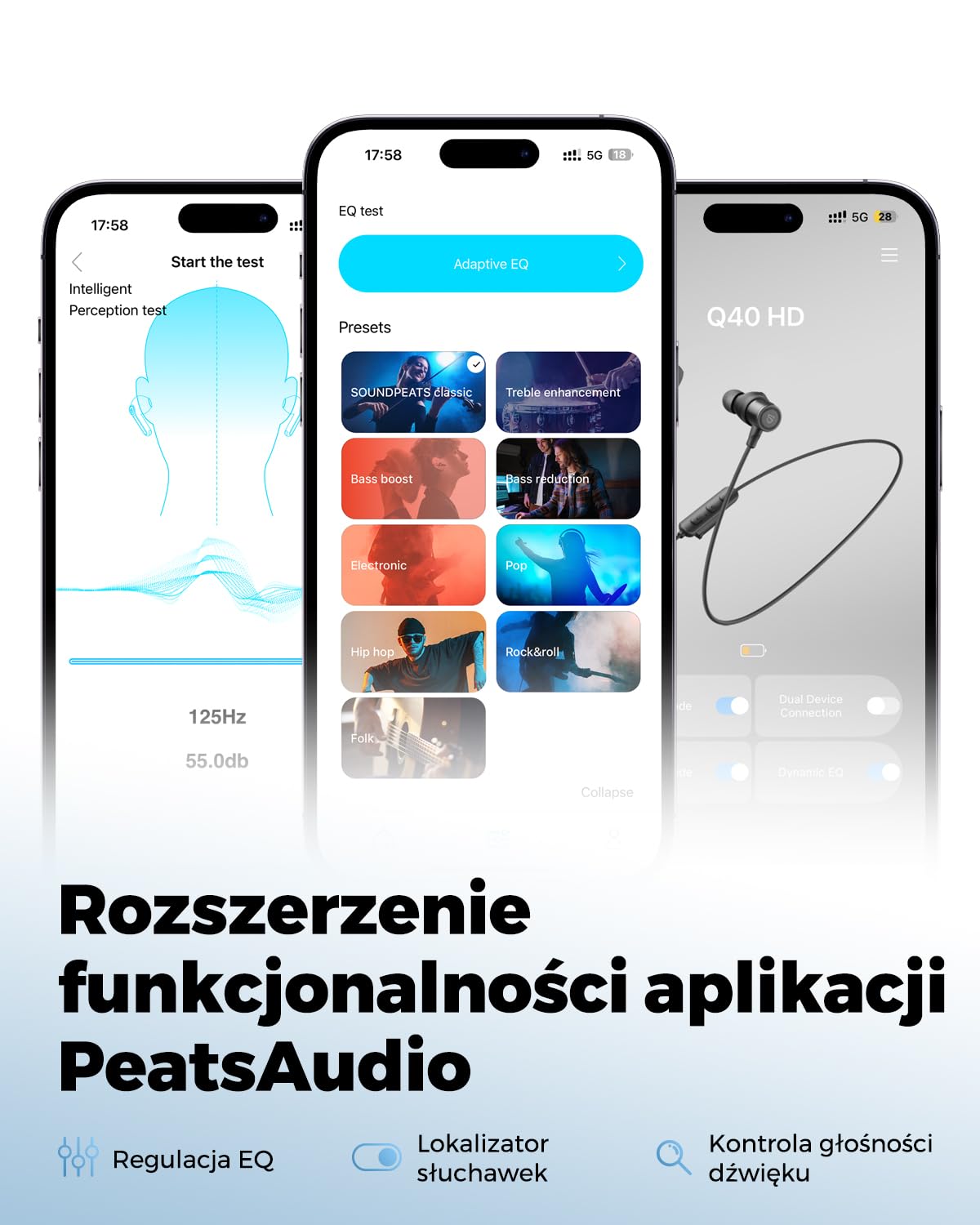 SOUNDPEATS Q40 HD Bezprzewodowe Słuchawki Douszne z Szyjną Opaską, Hi-Res Audio z LDAC, 20H Odtwarzania, IP67 Wodoodporne, Magnetyczne Słuchawki do Sportu, Pracy i Podróży AI Redukcja Szumów Czarny