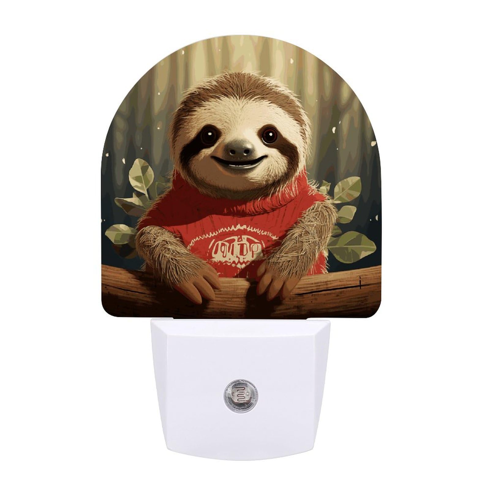 Plug in Night Light,Cartoon Sloth Print Night Lights Plug in Wall with Dusk to Dawn Photocell Sensor,LED Nightlights for Hallway Stairs Living Room Bedroom Decor,0.5 W Warm White