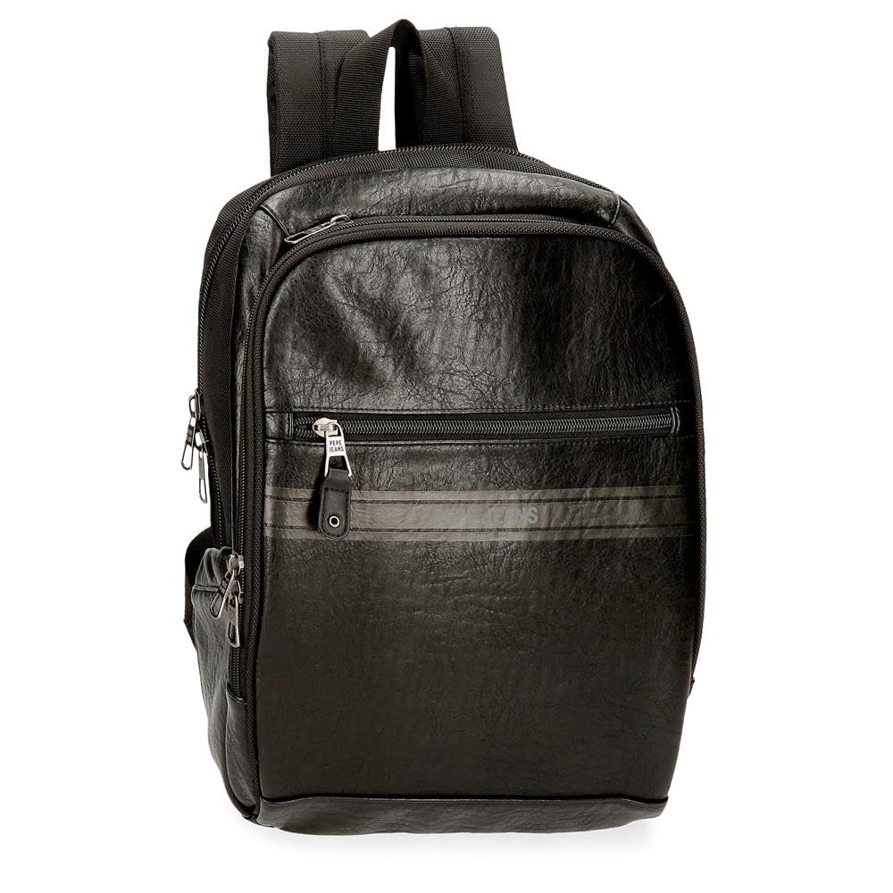 Pepe Jeans Horley Zaini poliestere e dettagli in pelle sintetica, nero, marrone, portatile