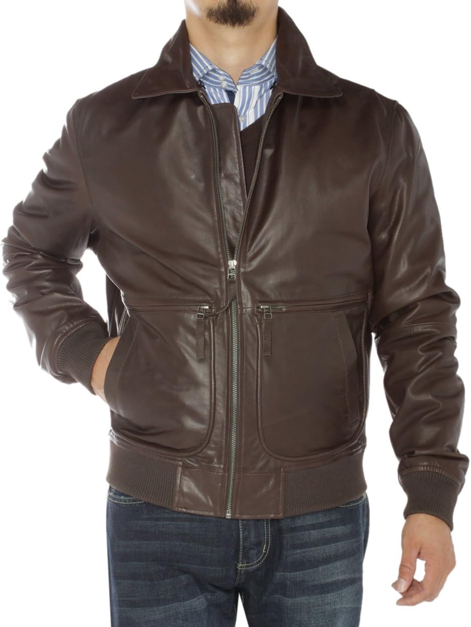 GN Luciano Men's Nappa Leather Flight Bomber Jacket - Image 5