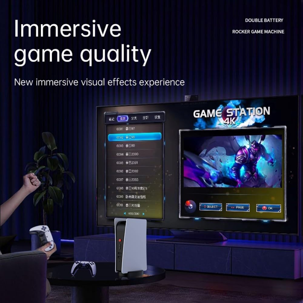 Playtastic M5 TV Video Games for Kids,M5 Video Game Console 4k Retro Game tv Box 15000+ Free Games Two Wireless Controllers for PS-1/CPS/FC/GBA Arcade Gaming 4