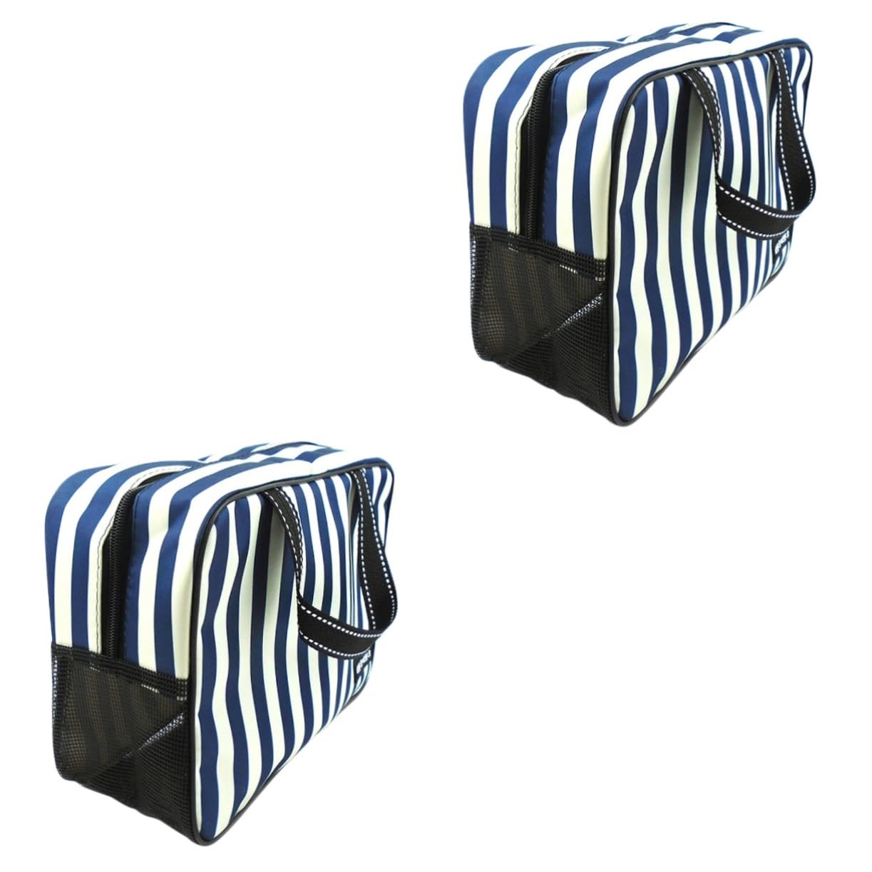 Ipetboom 2pezzi Borsa Da Bagno Strisce Blu e Bianche Capiente e Portatile Per Accessori Da e Viaggi Borsa Multiuso