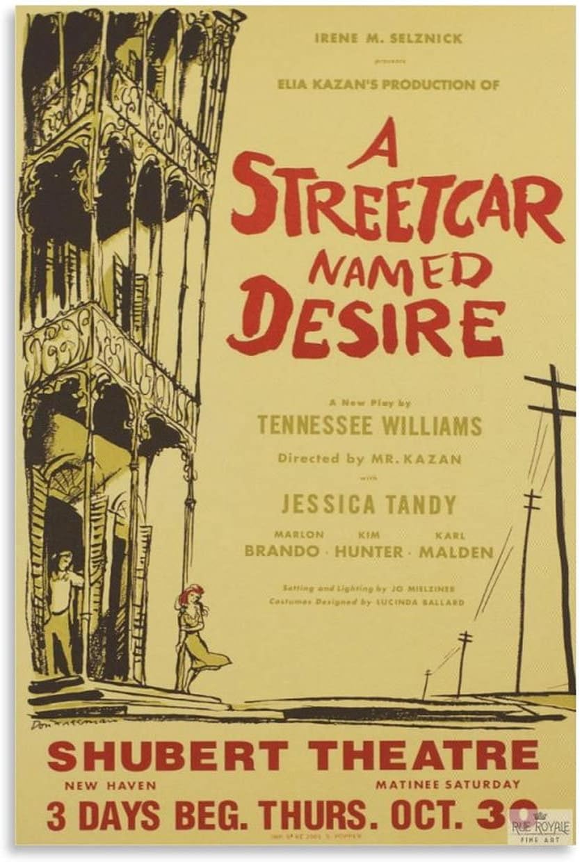 Art Posters Broadway Musical Poster A Streetcar Named Desire (1) Wall Art Paintings Canvas Wall Decor Home Decor Living Room Decor Aesthetic 08x12inch(20x30cm) Unframe-Style