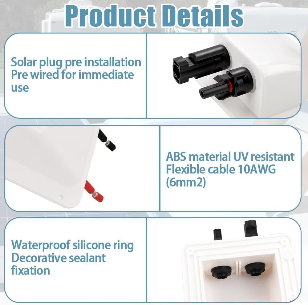 Passacavo per tetto IP68 solare doppio ABS impermeabile 2 scomparti bianco