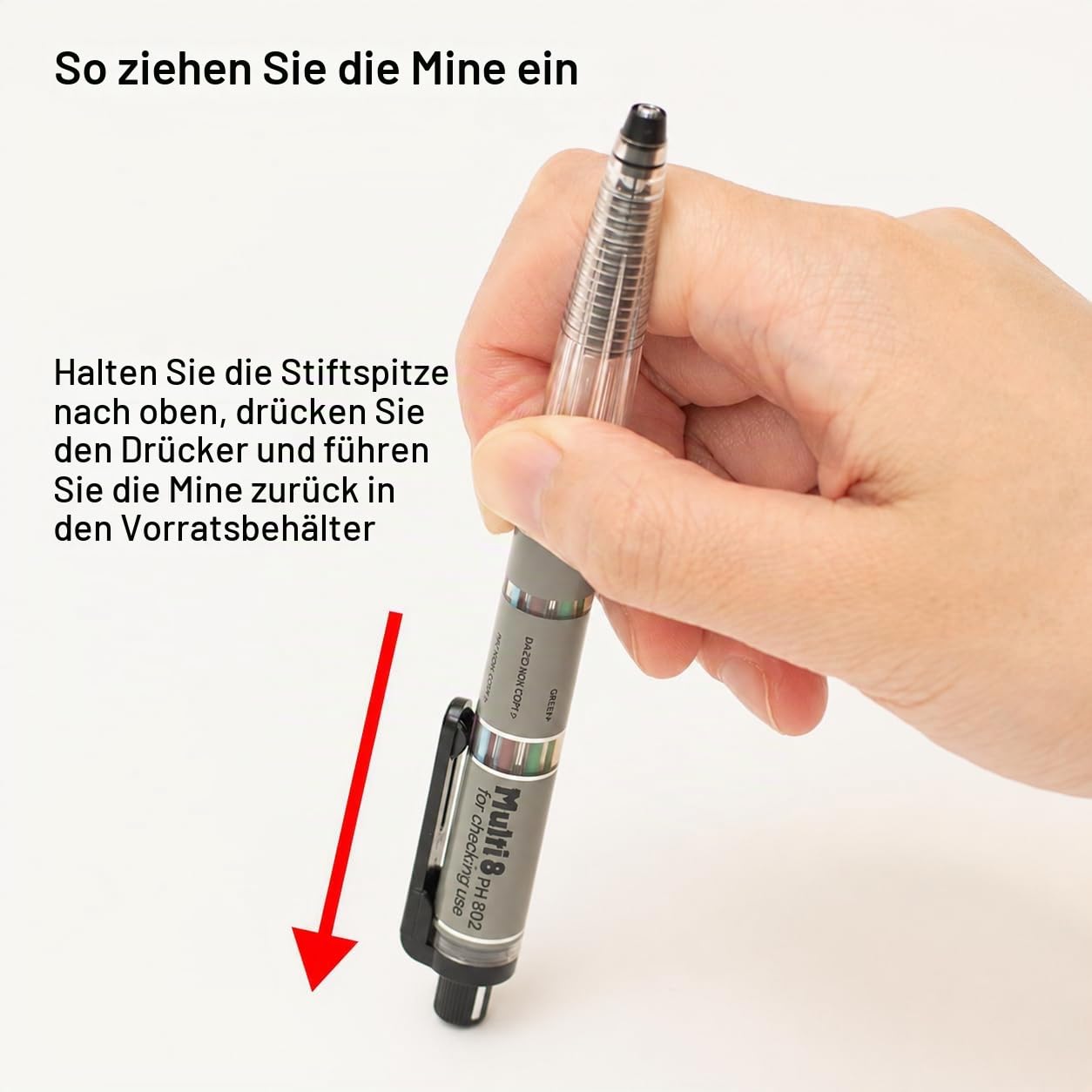 Pentel XPH802ST Druckbleistift mit 8 farbigen Minen, 8 Farben mit Nachfüllset