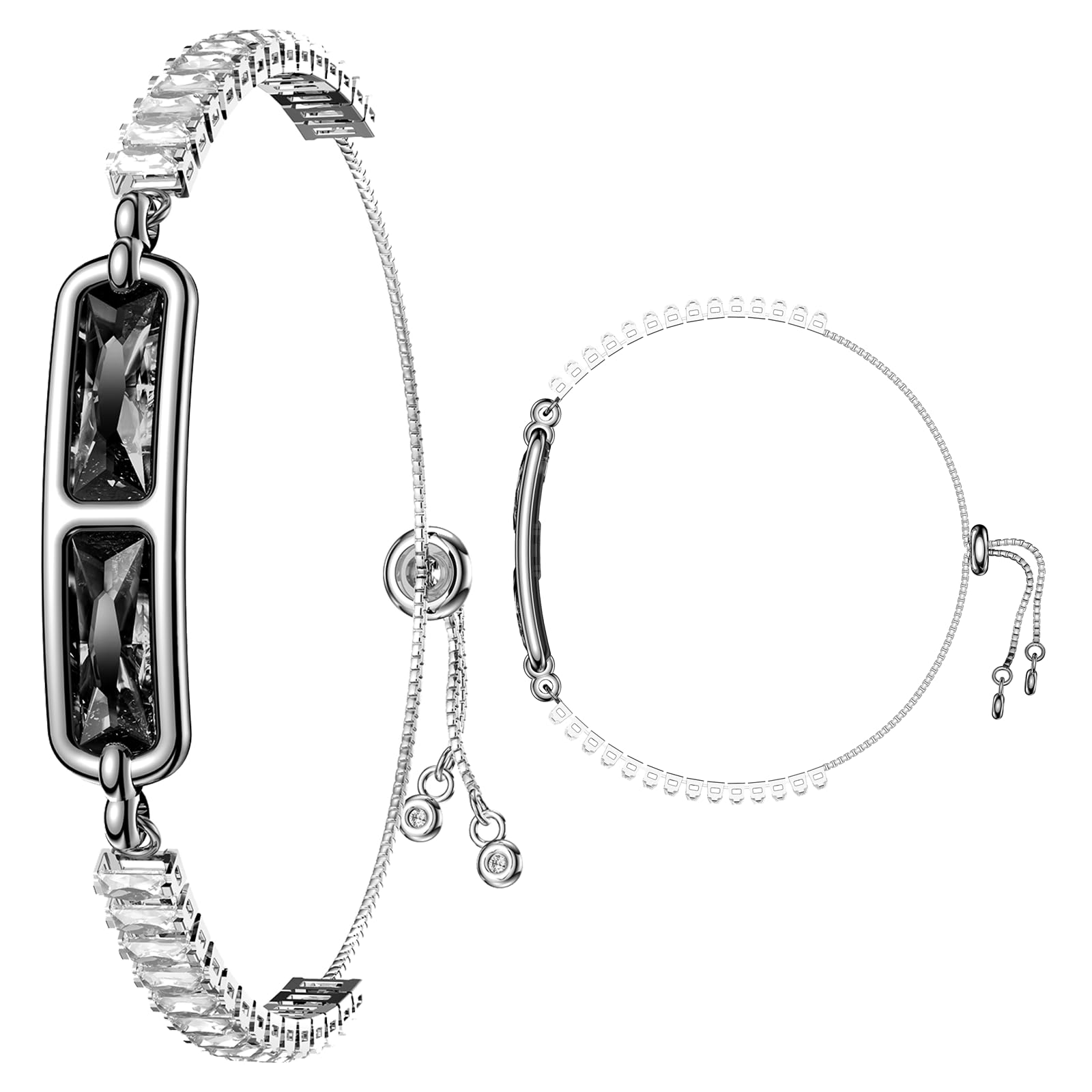 Yihou Smart Bracelet for Women Fitness Tracker Jewelry Fitness Bracelet Smart Band with Sleep Tracker Heart Rate Monitor Diamond for Android iOS Black Clear