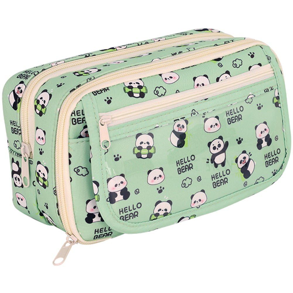 Lpitoy Panda Pen Bag Large Capacity Pencil Case Dirt-proof Stationery Organizer Nine-layer Pencil Storage Bag for Kids
