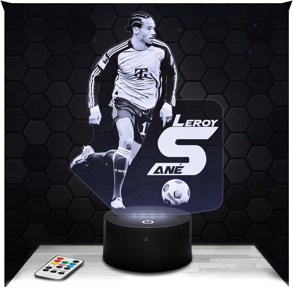 Lampephoto.fr - Leroy Sane Football 3D Lamp, Night Light 3D LED Illusion Lamp, Football Player, Gift Idea for Sporty Men, Night Light for Children's or Adult's Bedroom, Original Christmas, Gift