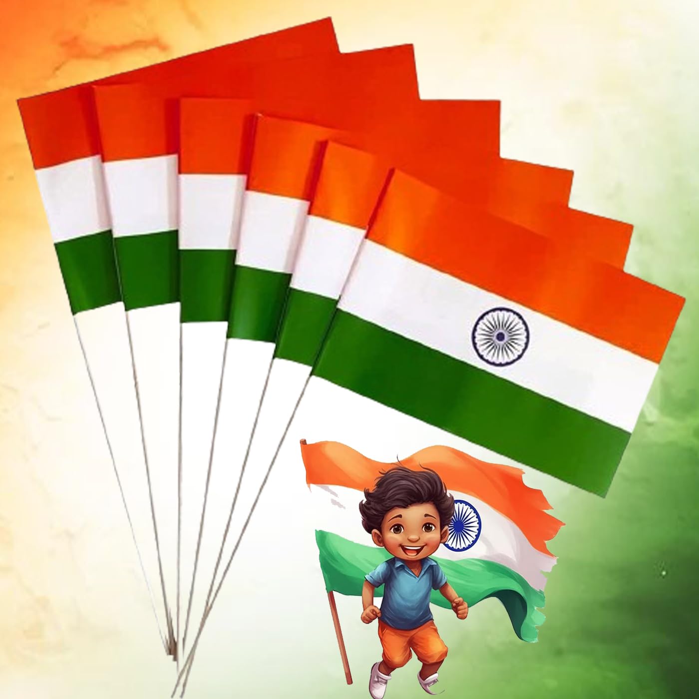 LEYSIN Combo Of 6 Pcs Small Size Indian Flag With Stick for Republic Day and Independence Day Celebration Pack Of 1 (B0B8JG1BW7) Amazon Price History, Amazon Price Tracker