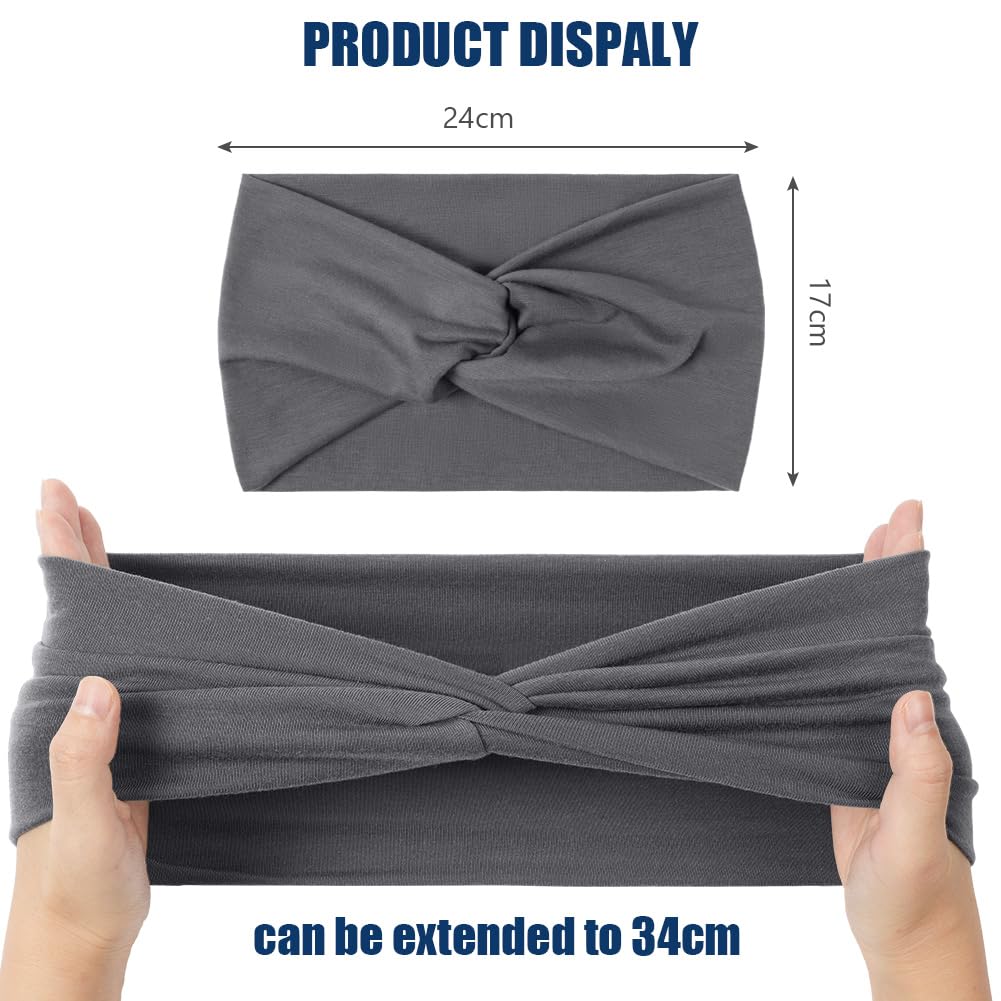 flintronic 4Pcs Women's Elastic Headbands, Wide Twisted Hairband, Fashion Yoga Hair Bands, Wraps Knotted Cute Hair Bands - Image 2