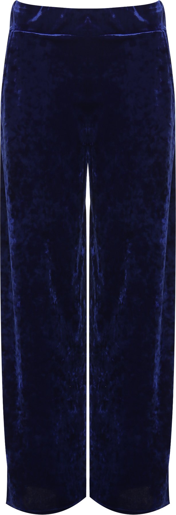 WearAll Women's Plus Velour Velvet Wide Flared Leg Pocket Pants Ladies Palazzo Trousers - Royal Blue - 20-22