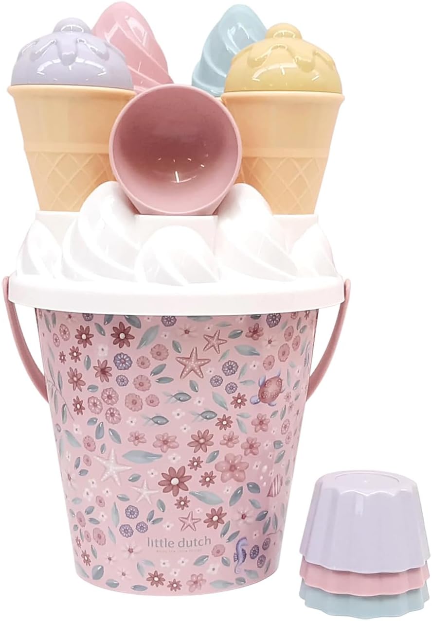 Little Dutch Dreamy Mermaid Sand Play Set Bucket 14-Piece Ice Cream Bucket Set Sand Toy Beach Toy Sandpit for Girls from 18 Months