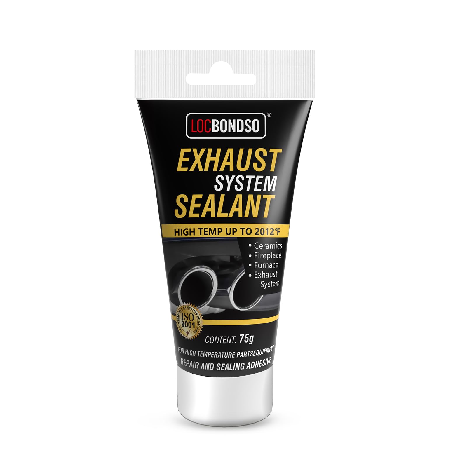 LOCBONDSO High Temp Muffler and Tailpipe Sealer - Exhaust System Sealant - 2.6 oz. Muffler Repair Kit for Auto Exhaust, Mufflers, Tailpipes