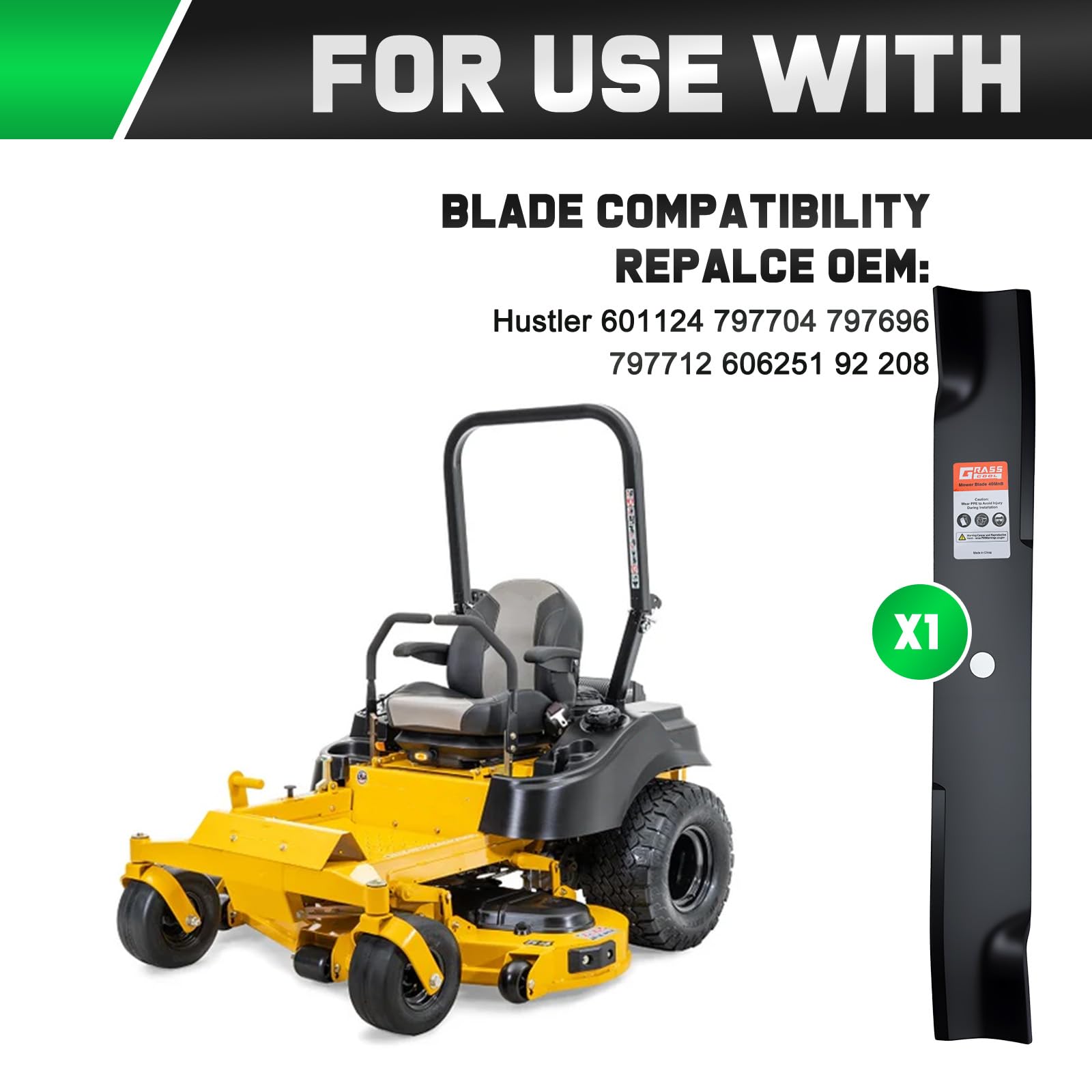 Amazon.com : Grasscool Raptor SD 54 inch Mower Blades Replace
