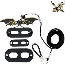 Bearded Dragon Lizard Harness Leash Set, Adjustable Reptile Lizard Leashes with Colorful Soft Leather Dinosaur Wing for Lizards, Geckos, Chameleon Bearded Dragon Decor Suit for Outdoor Travel-Black