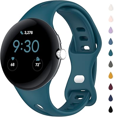 Eiavike Slim Bands Compatible with Google Pixel Watch Band Adjustable Breathable Soft Silicone Sport Replacement Watch Band Straps Wristbands Bracelet for Google Pixel Watch (Hidden Green)