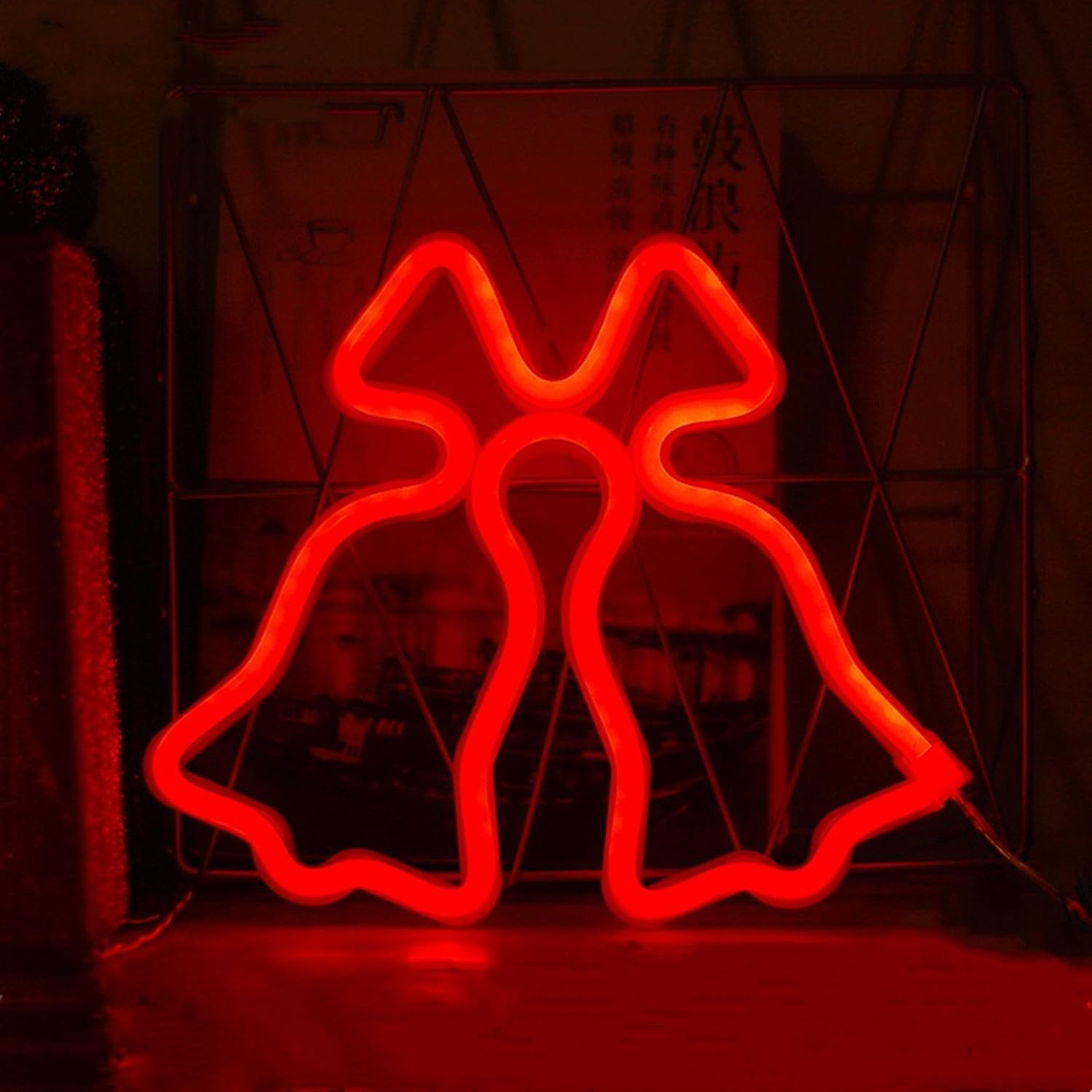HFHungkeong Christmas Bell LED Neon Light Sign Handmade Lamp for Wall Room Party Home Bar Art Christmas Bedroom Table Wedding Party Desktop Decoration Teen Kids Birthday Gift USB Powered — image 1