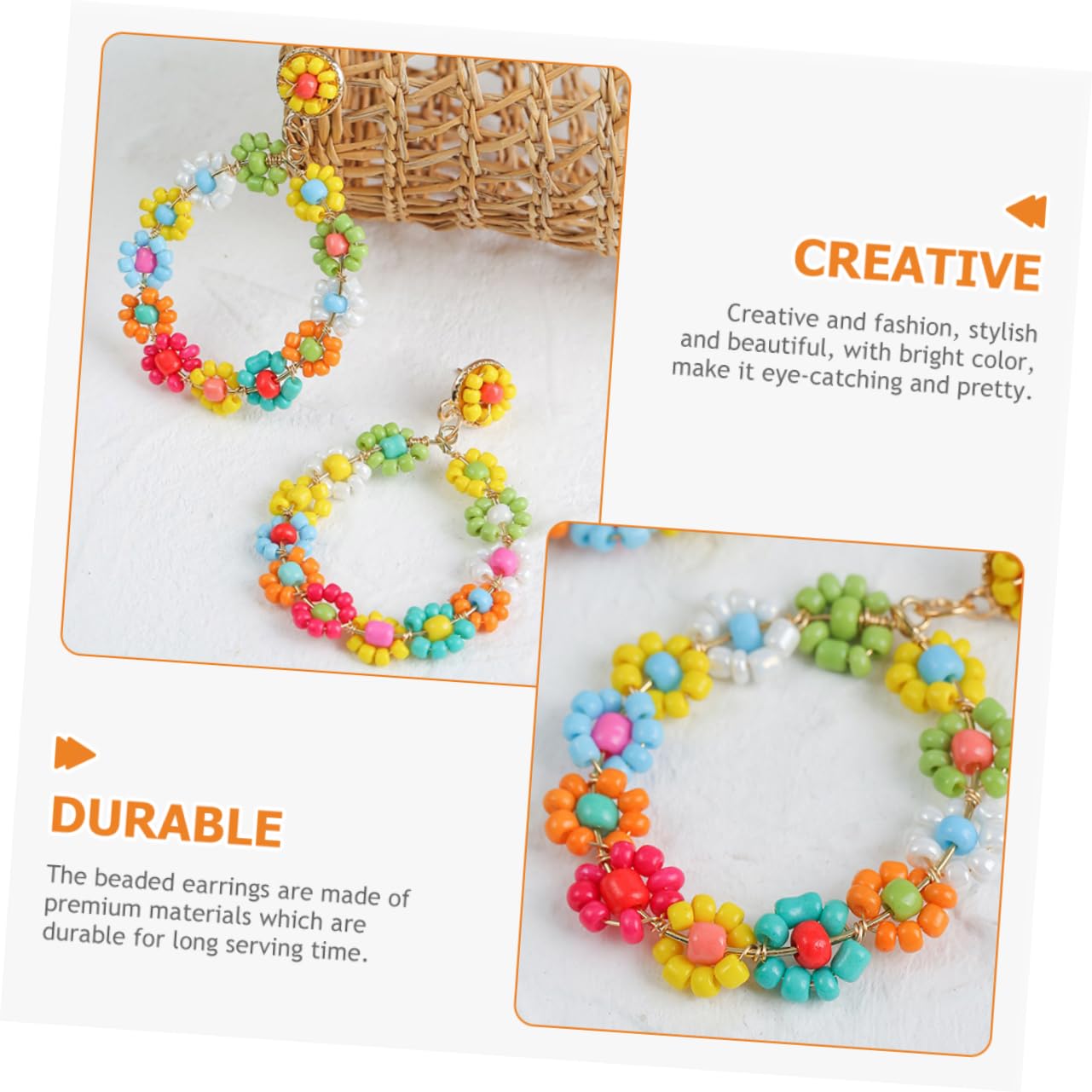 SHERCHPRY Pendientes De Cuentas De Flores Pendientes Para Aretes Con Motivo De Flores Pendientes De Poste Para Pendientes De Puños Para Cuentas De Vidrio