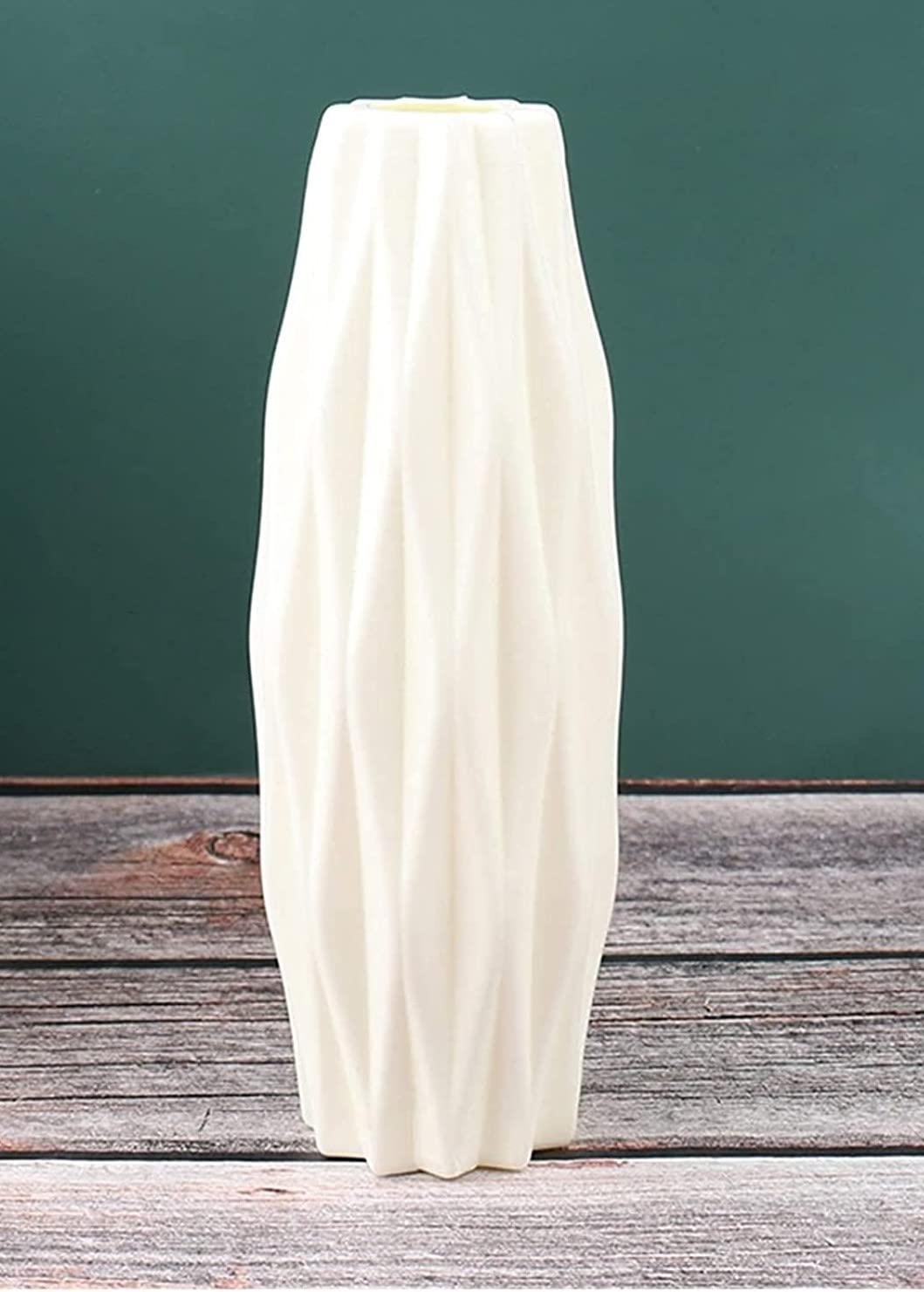 SATYAM KRAFT 1 Pcs Vase for Home Decor, Living Room, Office, Bedroom, Centre Table, Balcony,Ceramic Look Unbreakable Showpiece Nordic Design for Decorations (White, Only vase) (Small, 21 cm)