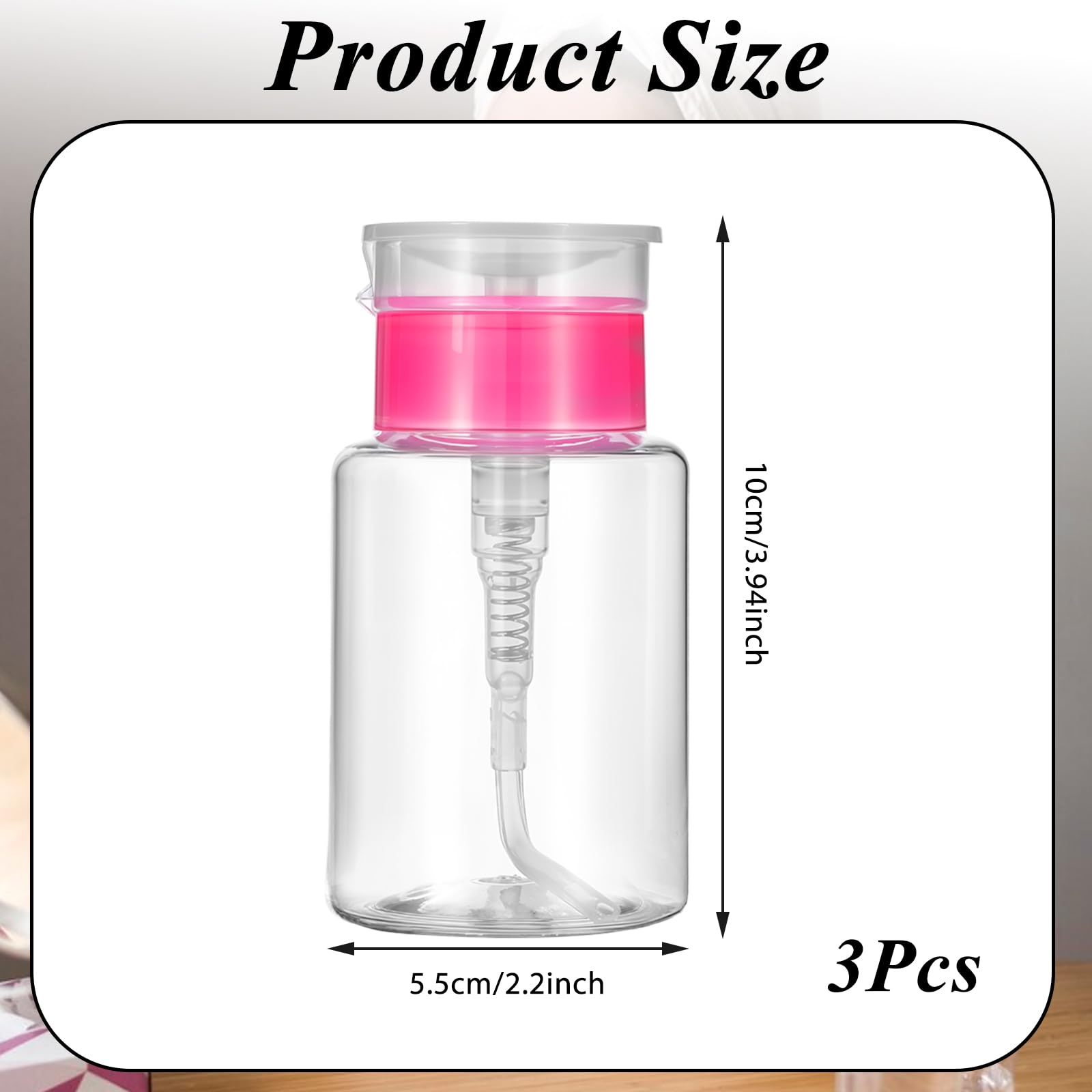 Nail Polish Remover Pump Bottle Dispenser 150 ML Push Down Pump Empty Pump Dispenser Containers for Nail Polish and Makeup Remover Clear Small Pump Bottle(3 Packs) - Image 2