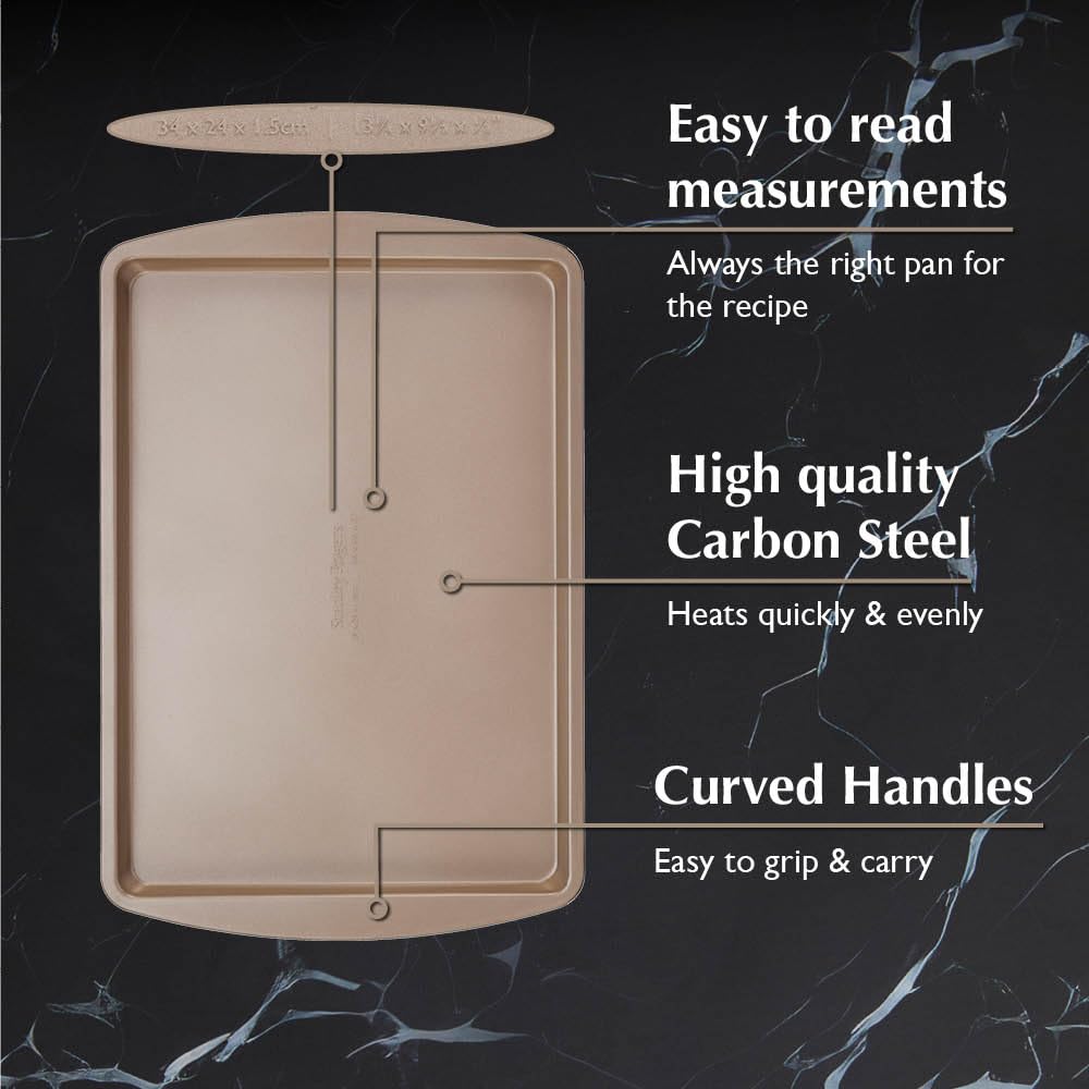Stanley Rogers Ceramabake Plaque de cuisson en céramique antiadhésive saine 34 x 24 x 1,5 cm – Cuisson sans PFAS, PTFE, PFOS, PFOA, cadmium et plomb – Plaque de cuisson pour biscuits, rôtir les