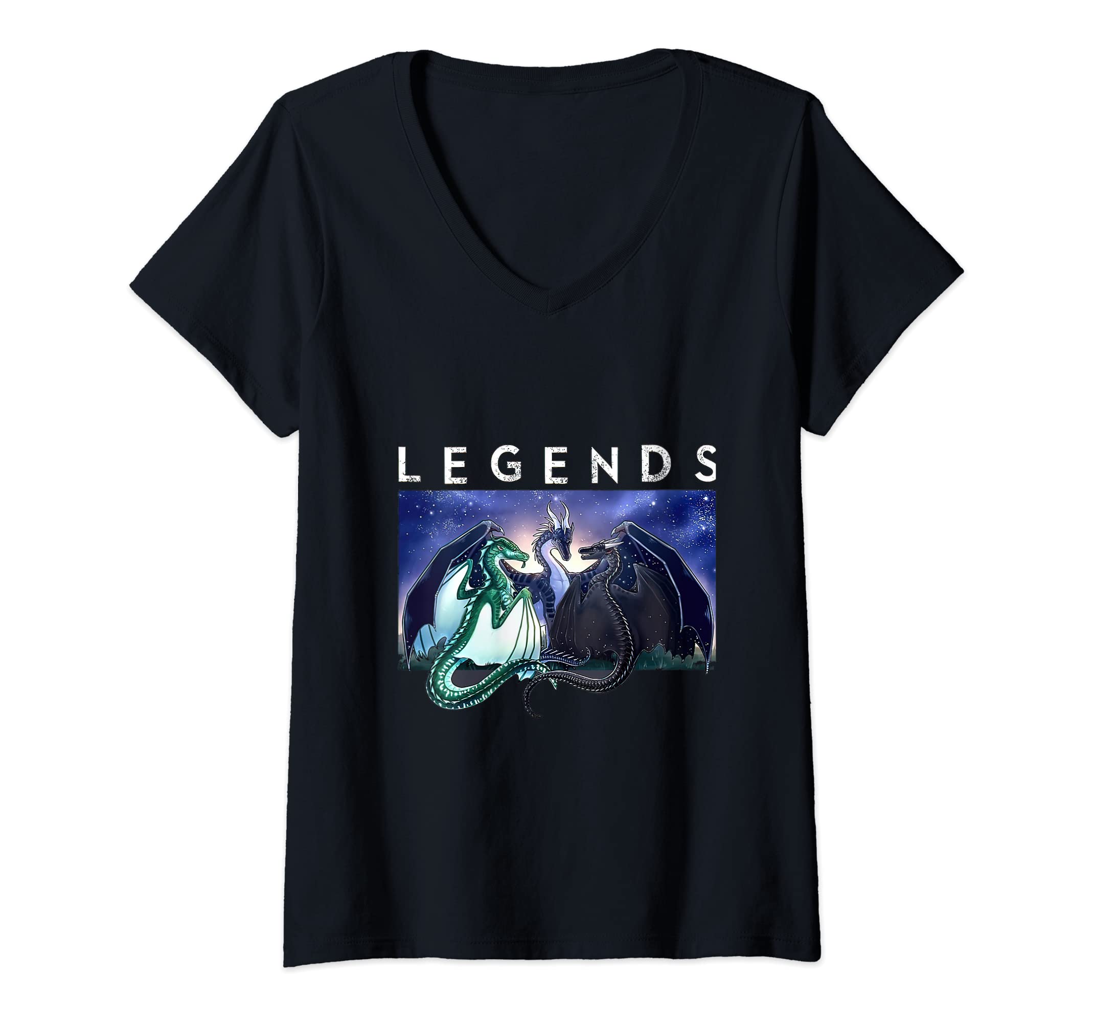 Womens WING OF FIRES LEGENDS FATHOM DARKSTALKER CLEARSIGHT V-Neck T-Shirt