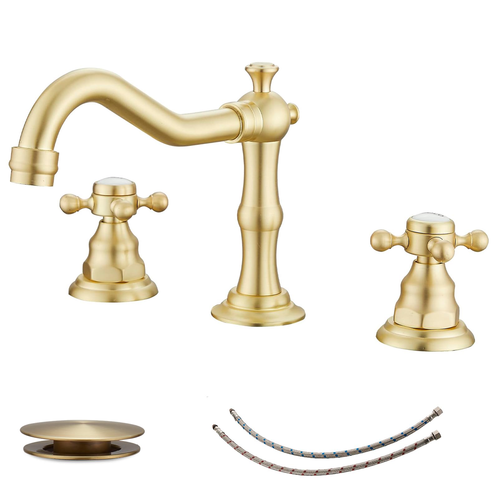 J・W・ウォーターハウス BATHLAVISH Antique Brass Bathroom Faucet for Sink 3 Hole 8