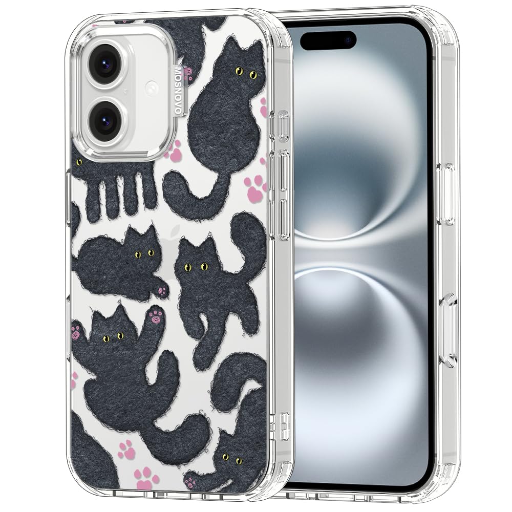 MOSNOVO Case for iPhone 16 Plus, [Buffertech 6.6ft Military-Grade Drop Protection] [Anti Peel Off Tech] Clear TPU Bumper Phone Case Cover Design -