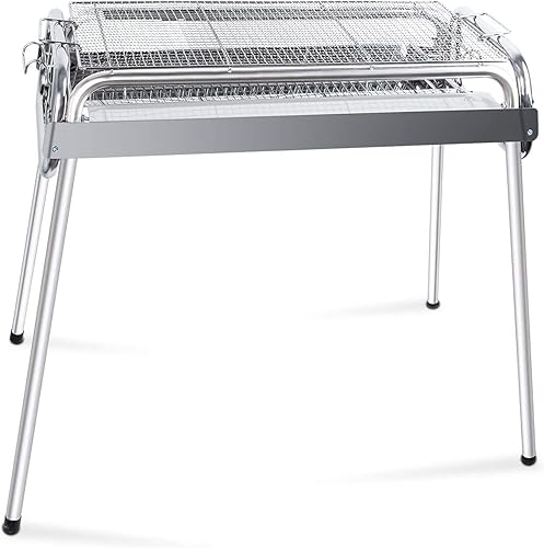 Miniatura 9 de Parrilla de carbón para exteriores, de acero inoxidable, para cocinar al aire libre, campamento, picnics, playa tamaño de 27.5' x 12.2' x 27.5'