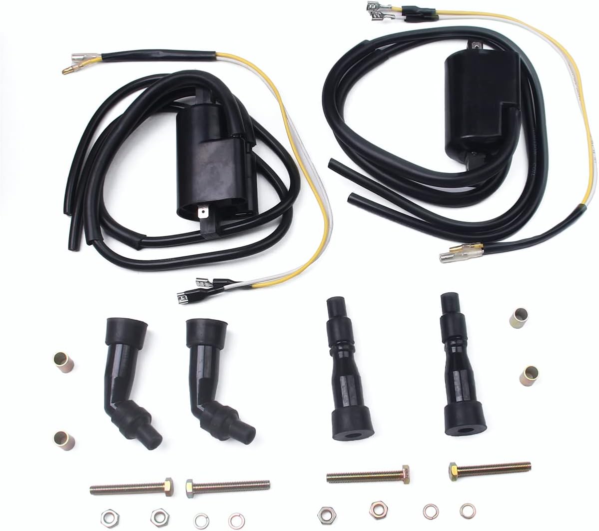 New 2 SETS Ignition Coils and Spark Plug Caps Compatible With Kawasaki LTD KZ550 ZN700A KZ750 CSR KZ650 Replace 21121-1036 21121-1035