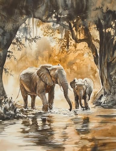 XFENDOUDOU Stitch Kits for Adults pre Printed Easy Animals Elephant Embroidery and Needlecraft Kit 16x20inch