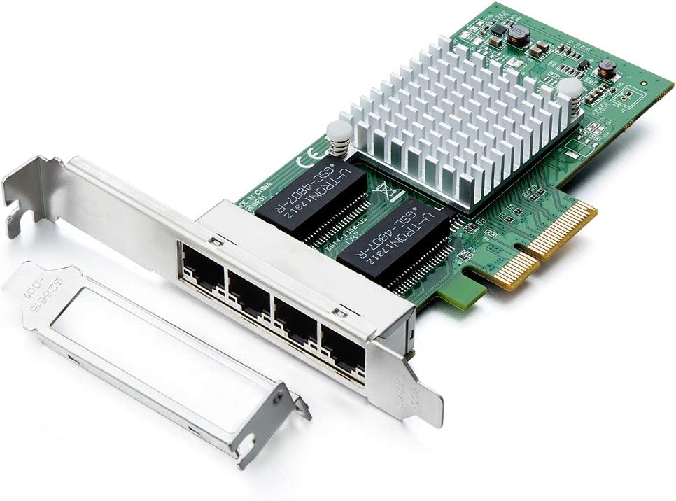 H!Fiber.com 1.25G NIC,Quad RJ45 ports,Ethernet network card,1.25GbE CNA,SPEC equal to I350-T4,with Intel I350 Chip,support Windows Server/Linux/VMware (not support X11