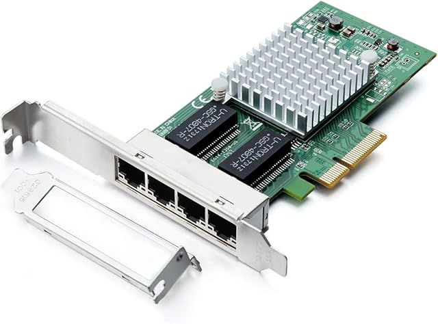 H!Fiber.com Gigabit PCIE Network Card for Intel I350-T4 - I350 Chip,with Quad RJ45 Ports,1Gbit PCI Express Ethernet LAN Card(NIC) for Windows Server, Win7, 8, 10, XP and Linux