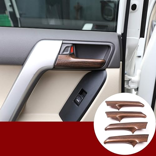 ABS cromo interior manija de puerta Trim 4 unids para Toyota Land Cruiser Prado FJ150 150 2010-2019 Accesorios de coche (grano de madera de pino)