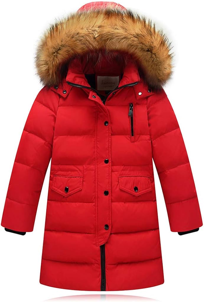 WOCACHI Girls Down Parka, Little Big Girls Removable Hooded Winter Coat Spring Puffer Jacket Tunic Long Padded Overcoat: Clothing, Shoes & Jewelry