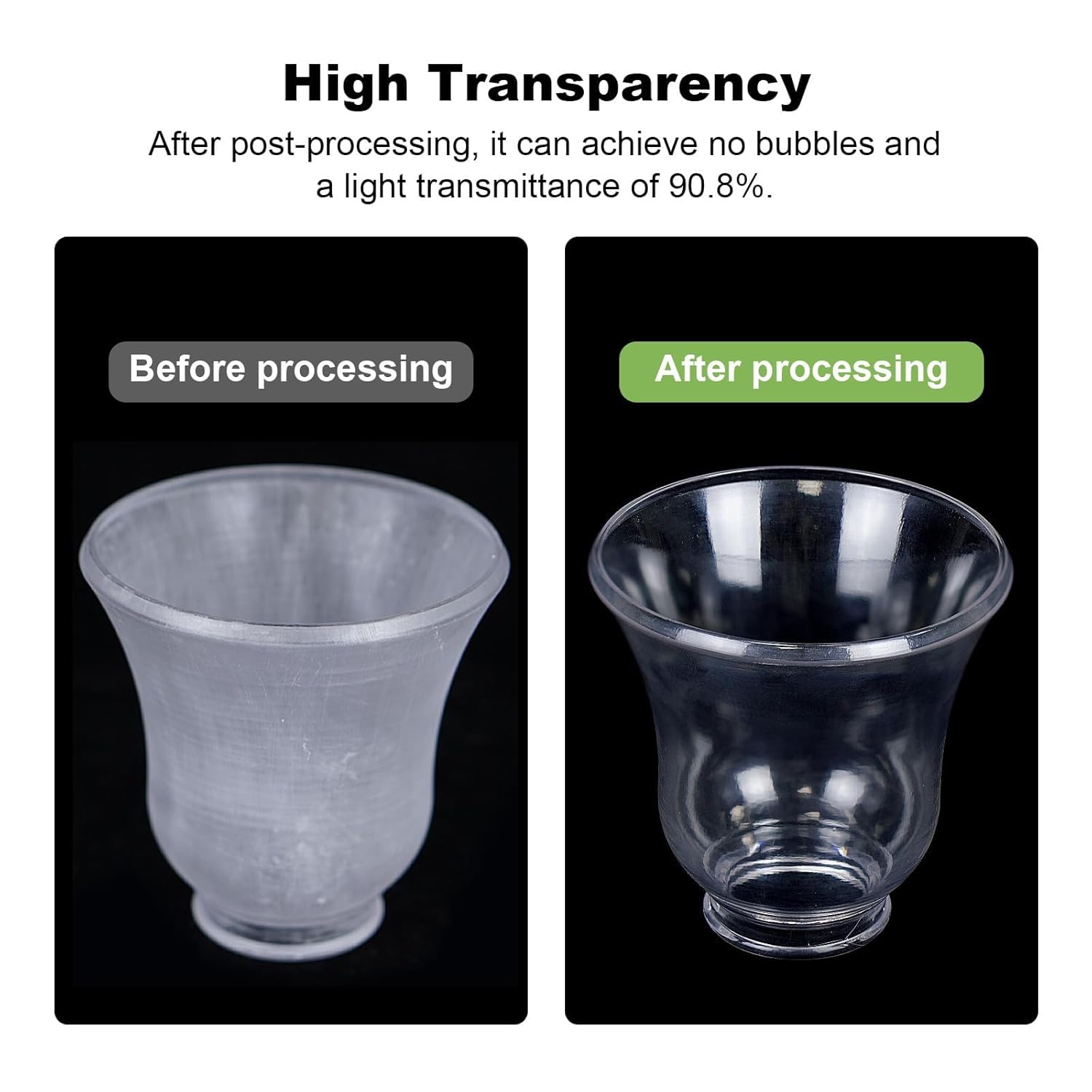 Crys200 Ultra Clear 3D Printer Resin - Glass Like & Non-Yellowing, High Precision and Strength, 405nm Photopolymer Resin for LCD DLP 3D Printers (High Clear, 500g)