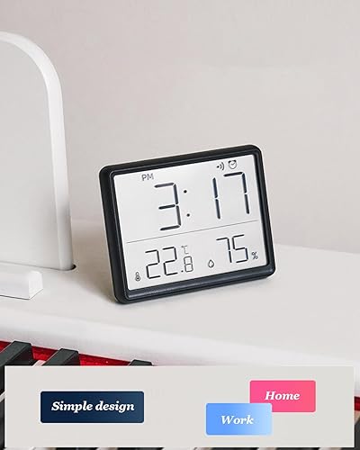 Miniatura 4 de Reloj despertador digital inteligente, con atracción magnética, humedad de temperatura interior, fecha de hora de pantalla HD, funciona con pilas,