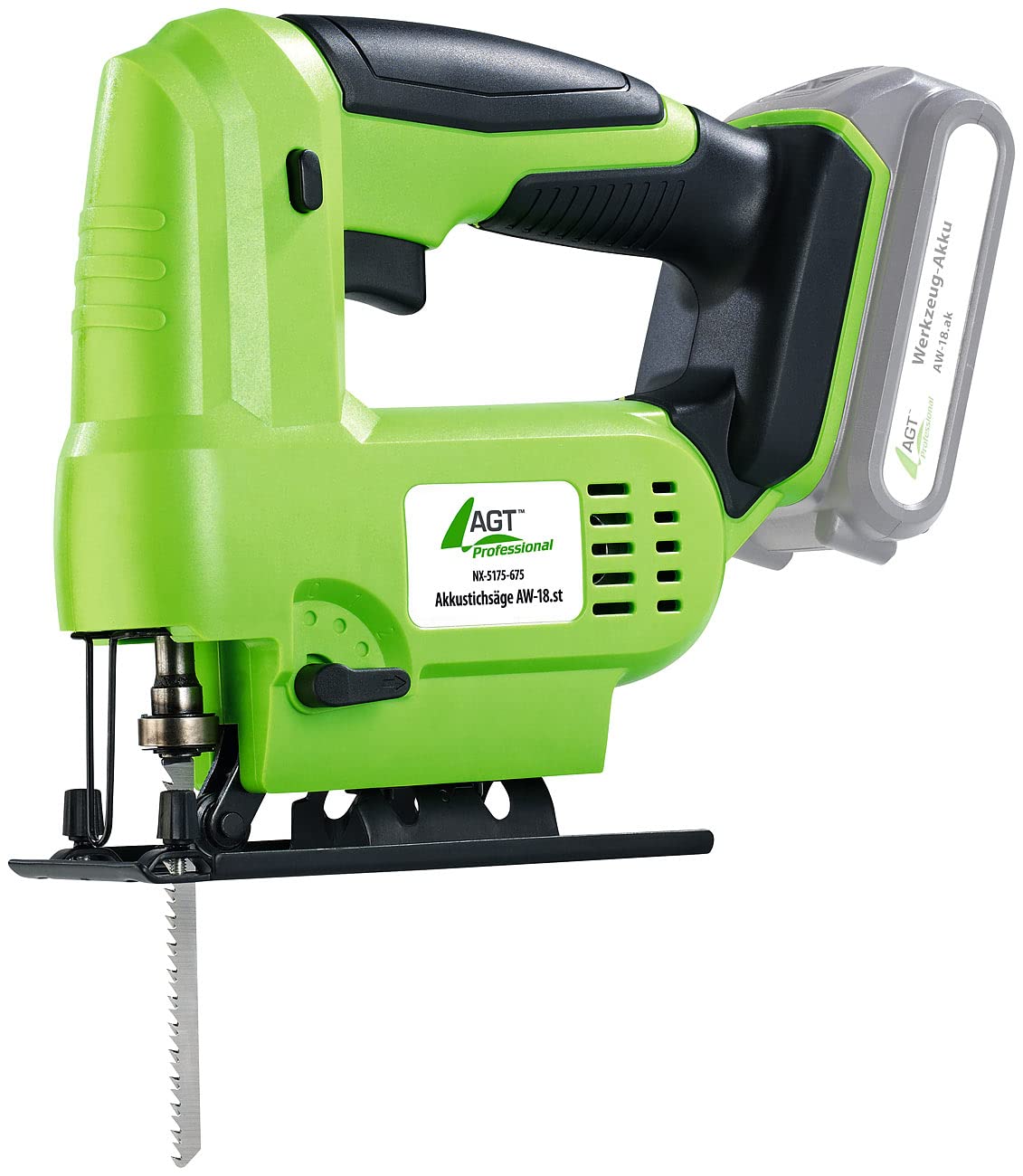AGT Professional sierra de: Sierra de calar a batería, 20 Volt, (sin batería) (para madera y metal a, calar para madera, 18v)