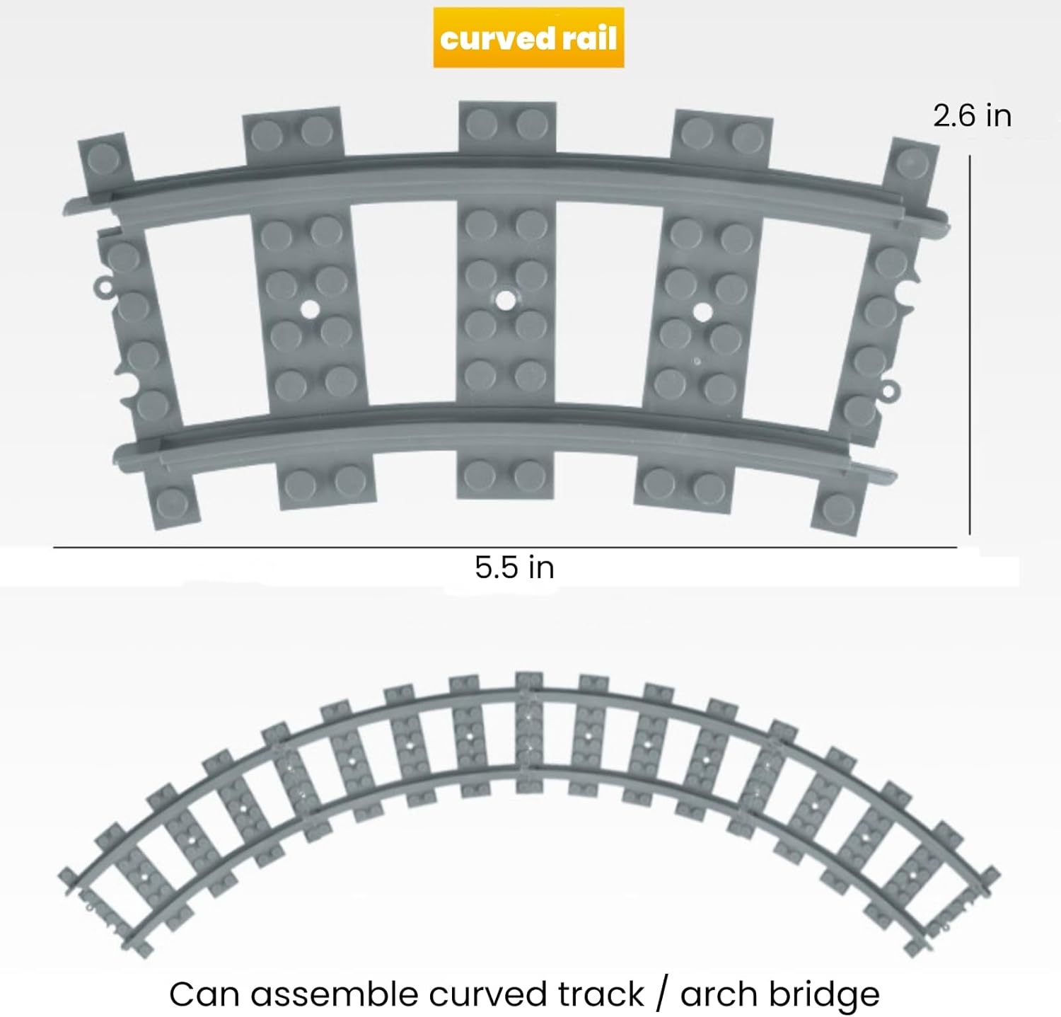 Finger Rock City Train Tracks Building Block Set, 212 Pcs Flexible Rails Train Track Railroad Expansion Accessory Set, Uphill and Downhill, Straight Curved Tracks