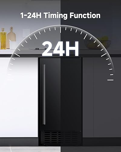 Miniatura 6 de Máquina de hielo comercial, máquina de hielo para debajo del mostrador, 66 librasdía, máquina de hielo independiente integrada con cestas de hielo