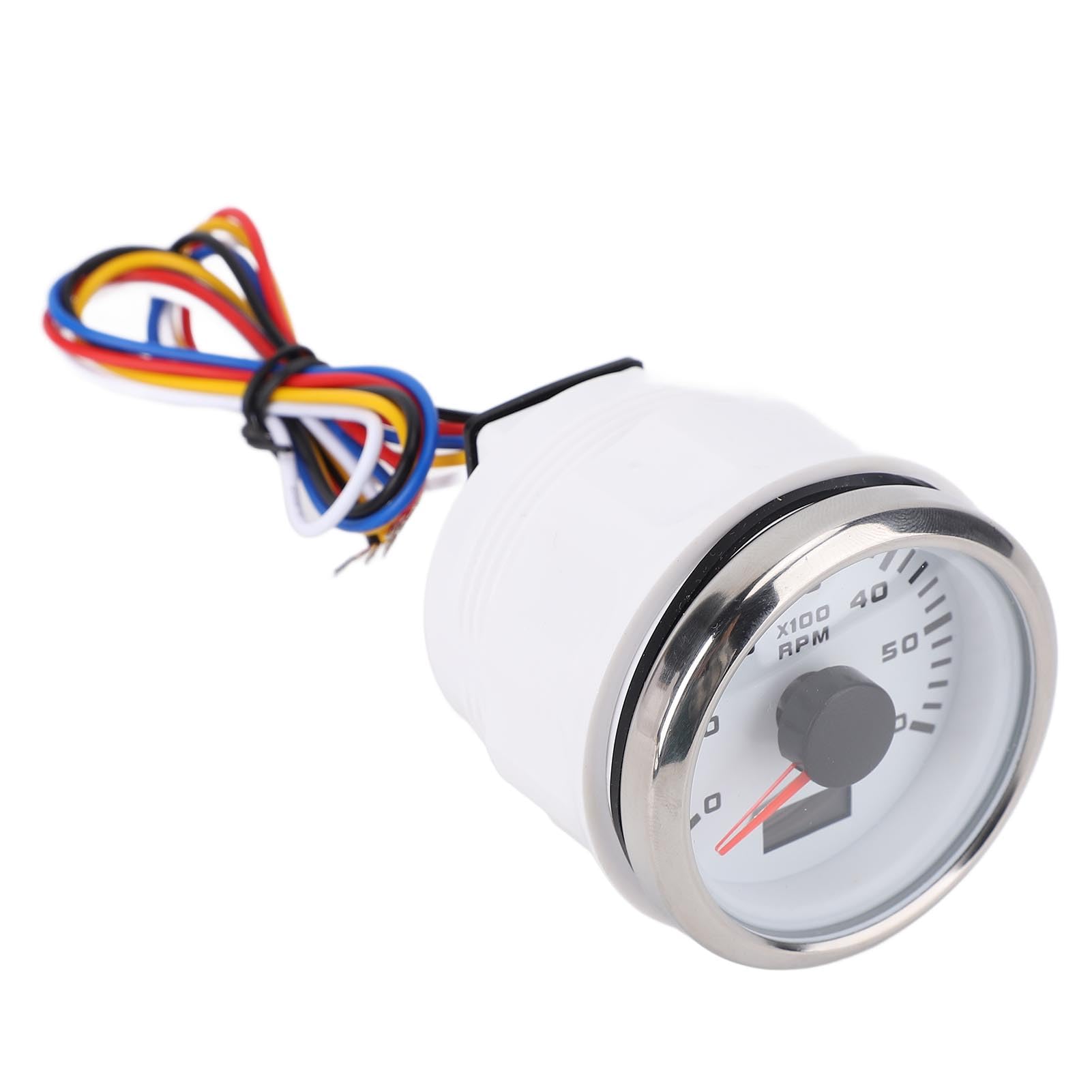 Montage RPM de Jauge de Voiture, 52 Mm 2 Pouces Voiture 6000 Tr/Min (Couvercle en argent en cadran blanc cx6228)