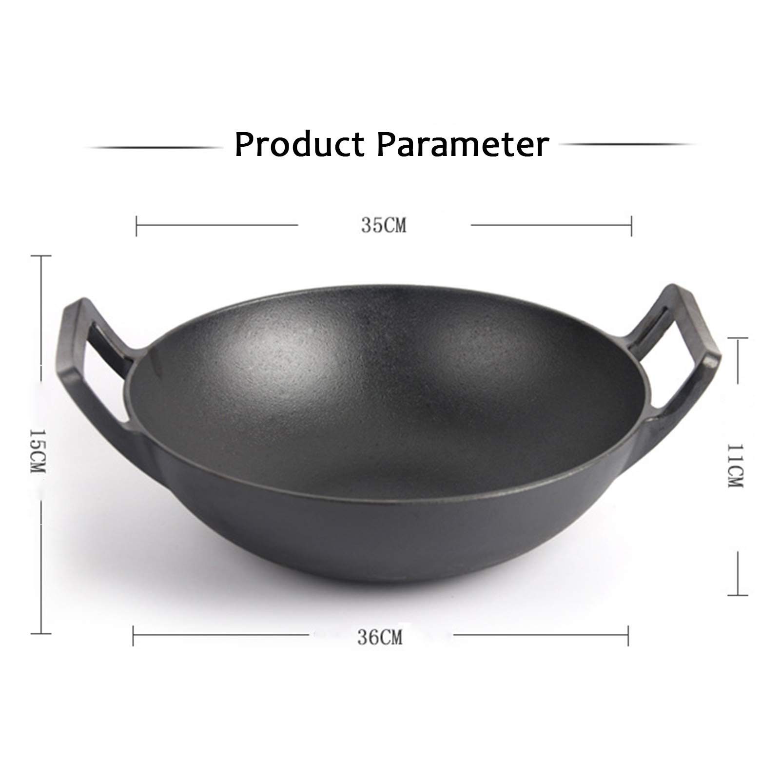 Sartén De Hierro Fundido, Sin Fondo Plano Químico Sartén Con 2 Asas Y Tapa De Madera Para Estufas Eléctricas, De Inducción Y De Gas (12,5 Pulgadas)