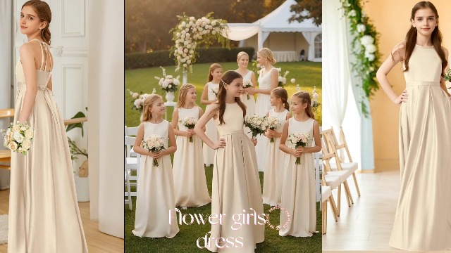 bridesmaid dress age 8 Chiffon Simple Maxi Wedding Dress with Flutter Sleeves EN5713