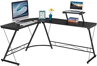 Yaheetech Corner Desk, L-Shape Desk, Gaming Table, Office Table with Movable Monitor Stand for Office, 162.5 x 130 x 96.5 ...