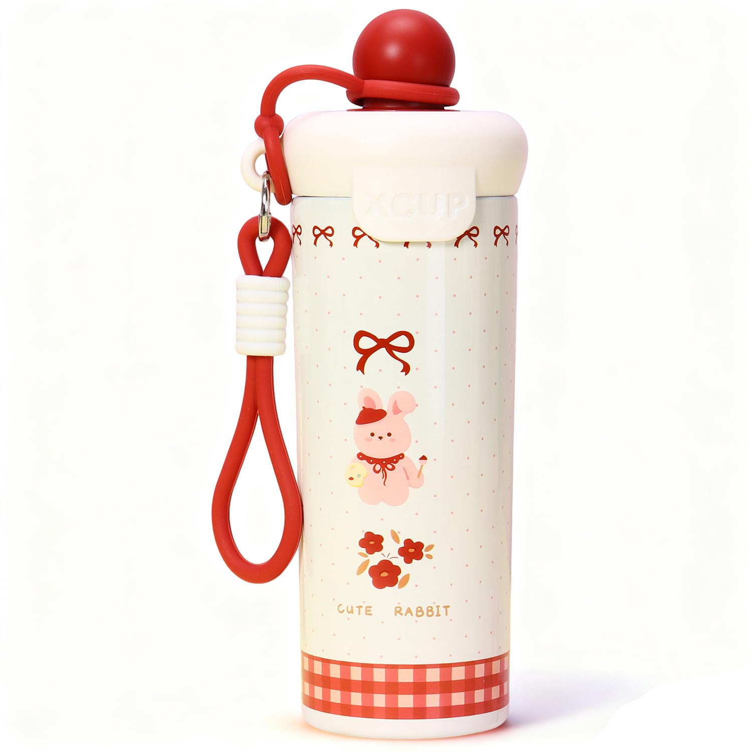 Insulated Water Bottle with Straw, Stainless Steel Insulated Bottles, Large Capacity Insulated Water Bottle for School Office Travel Carry Handle Leakproof - 600ml