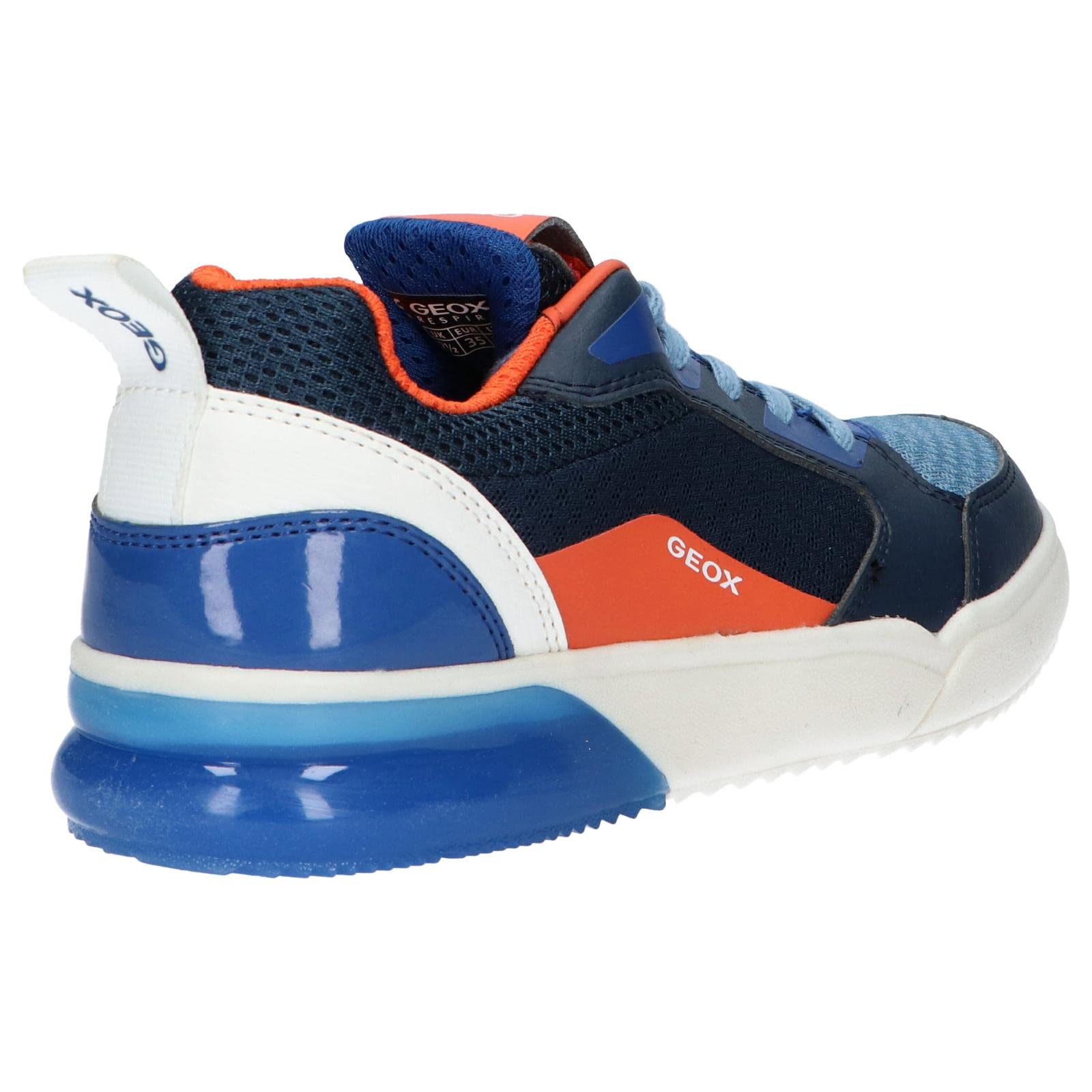 Geox Bambino Scarpe Stringate Basse J GRAYJAY Boy, Ragazzo Sneaker, Lacci,Scarpe da Strada,Sportivo,Elegante,Casuale,Navy/Orange,32 EU / 13 UK Child