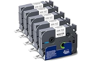 Absonic 5-Pack 12mm 0.47 White Label Tape Compatible for Brother - Brother...