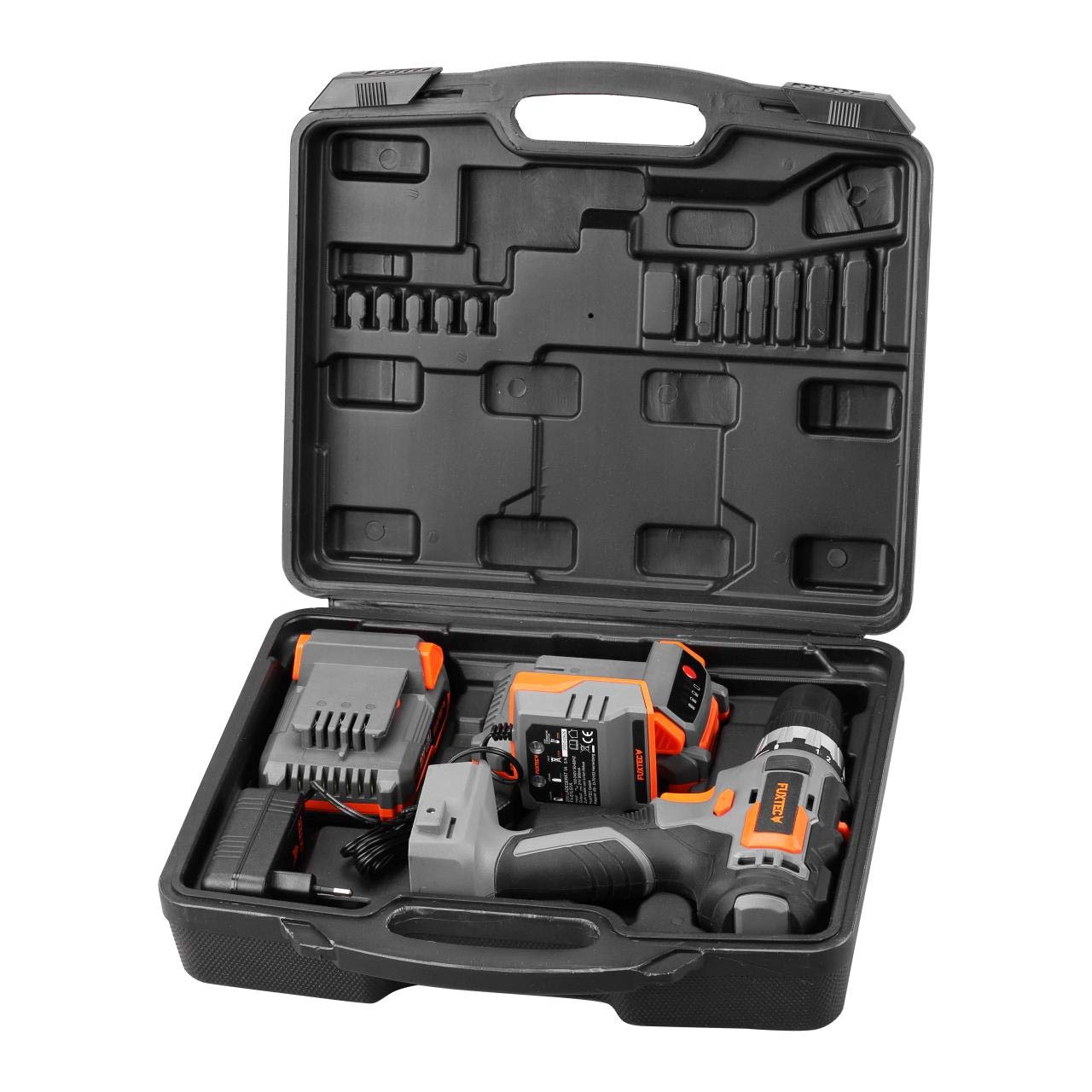 Taladro/atornillador a batería de 20 V FUXTEC FX-E1BS20 -KIT con 2 baterías, cargador y maletín -Control de velocidad continuo - "una batería para todos los aparatos de 20 V".